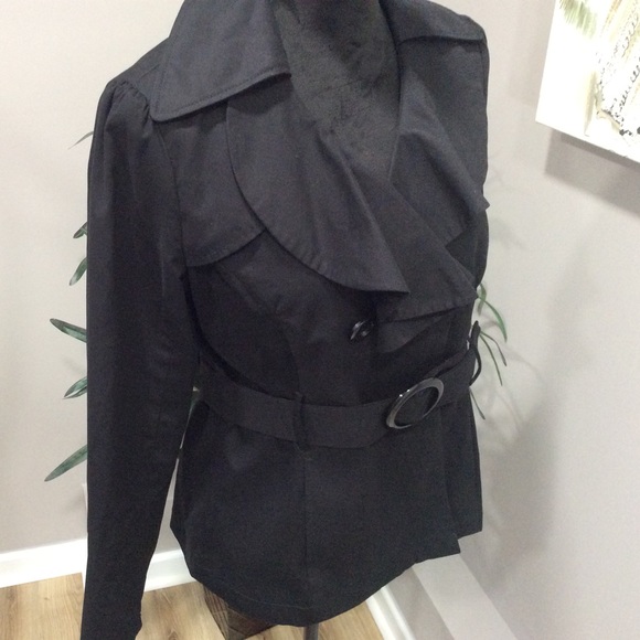 Willi Smith Ruffled Collar Trench Style Jacket - Picture 10 of 13